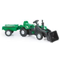 Dolu pedaal trekker graafmachine + aanhanger groen - thumbnail