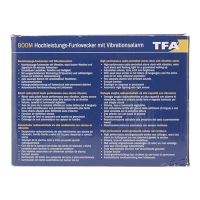 TFA Dostmann 60.2538.02 Wekker Zendergestuurd Wit, Groen Alarmtijden 2 Trilalarm, Extra luid wekgeluid, Groot display
