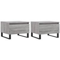 Salontafels 2 st 50x46x35 cm bewerkt hout grijs sonoma eiken - thumbnail