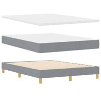 Boxspring Bed met Matras & LED Lichtgrijs 160x200 cm Stof - thumbnail