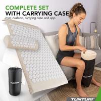 Tunturi Acupressuur Mat met kussen | Spijkermat | Meditatie Mat | Acupunctuur Set | 83x42 cm | Beige - thumbnail
