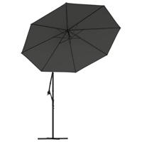 Zweefparasol met LED-verlichting stalen paal 300 cm antraciet - thumbnail