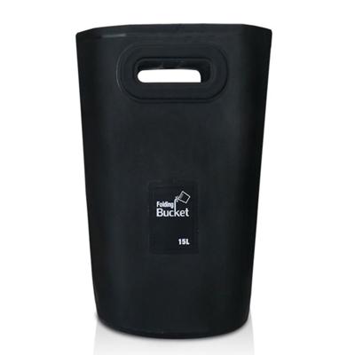 Outdoor draagbare vouwen spoelbak PVC inklapbaar emmer capaciteit: 15L (zwart)