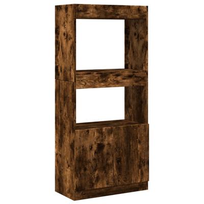 Hoge kast 63x33x180 cm bewerkt hout gerookt eikenkleurig - thumbnail
