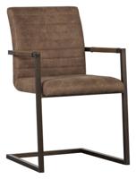 WOOOD Eetkamerstoel 'Bas' Lederlook, kleur Taupe - thumbnail