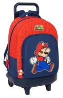 Schoolrugzak met Wielen Super Mario Trick Rood Donkerblauw 33 x 45 x 22 cm - thumbnail