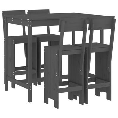 5-delige Tuinbarset massief grenenhout grijs - thumbnail