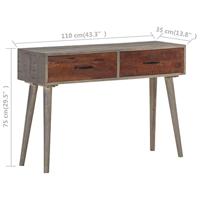 Wandtafel 110x35x75 cm massief ruw mangohout grijs - thumbnail