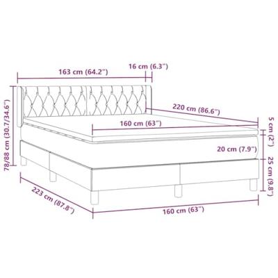 Boxspring met matras fluweel lichtgrijs 160x220 cm