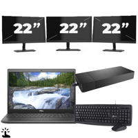 Dell Latitude 3510 - Intel Core i5-10e Generatie - 15 inch - Touch - 16GB RAM - 256GB SSD - Windows 11 Home + 3x 22 inch Monitor - thumbnail