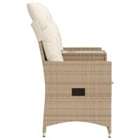 Tuinbank 2-zits verstelbaar met tafel poly rattan beige - thumbnail