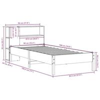 Bed met boekenkast zonder matras grenenhout wit 90x190 cm - thumbnail
