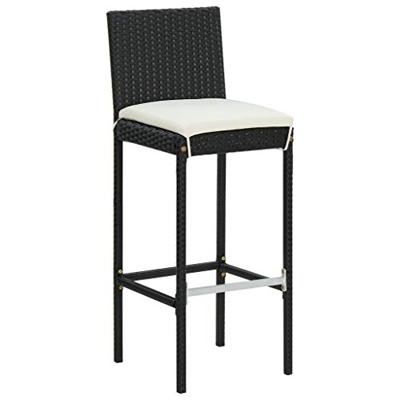 Tuinbarkrukken 2 st met kussens poly rattan zwart - thumbnail