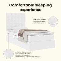 Opslag bed met matras met opslag Puur Wit 90 x 200 cm Nep Leer - thumbnail