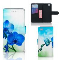 Huawei Ascend P8 Lite Hoesje Orchidee Blauw - Cadeau voor je Moeder | Portemonnee hoesje - thumbnail