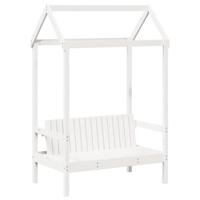 Kinderbed met huisje en bankje massief grenenhout wit 80x200 cm - thumbnail