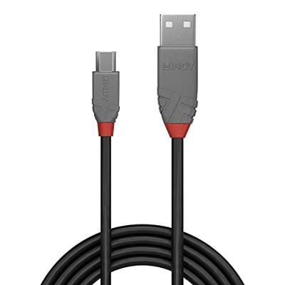 Lindy 36735 Anthra Line USB-kabel 5 m USB A Micro-USB B Mannelijk Zwart, Grijs