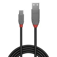 Lindy 36735 Anthra Line USB-kabel 5 m USB A Micro-USB B Mannelijk Zwart, Grijs - thumbnail