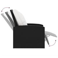 Tuinstoel met kussens verstelbaar poly rattan zwart - thumbnail