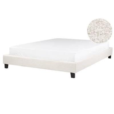 Beliani - ROANNE - Tweepersoonsbed - Crème - 160 x 200 cm - Bouclé