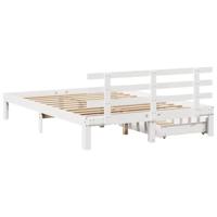 Bedframe met lades massief grenenhout wit 140x190 cm - thumbnail