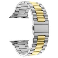 Stalen schakelband - Zilver met goud - Geschikt voor Apple watch 44mm / 45mm / 46mm / 49mm - thumbnail