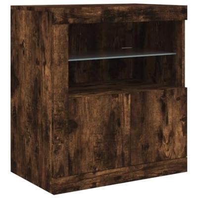 Dressoir met LED-verlichting 60,5x37x67 cm gerookt eikenkleur