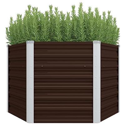 VidaXL Plantenbak verhoogd 129x129x77 cm gegalvaniseerd staal bruin VidaXL Plantenbak verhoogd 129x129x77 cm gegalvaniseerd staal bruin