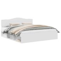 Bedframe met hoofdeinde Wit 200 x 200 cm Massief grenenhout - thumbnail