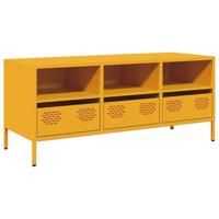 Tv-meubel 101,5x39x43,5 cm koudgewalst staal mosterdgeel - thumbnail