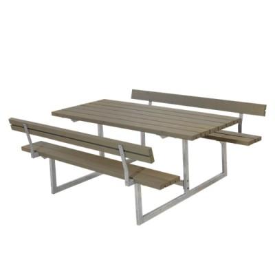 Picknicktafel Hout en Staal Basic Grijs Bruin 2 Rugleuningen Picknicktafel Hout en Staal Basic Grijs Bruin 2 Rugleuningen