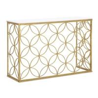Mauro Ferretti Star Marble Console in goud metaal met wit blad - thumbnail