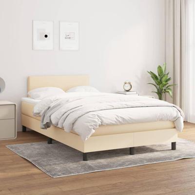 Boxspring met matras stof crèmekleurig 120x200 cm