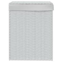 VidaXL Wasmand met deksel 46x33x60 cm poly rattan wit - thumbnail