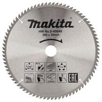 Makita Accessoires D-65648 Afkortzaagblad | div. materialen | 260x30x2,6 | 80T | 5g - D-65648 - thumbnail
