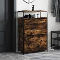 Schoenenkast 75x34x112 cm bewerkt hout gerookt eikenkleurig - thumbnail