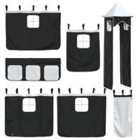 Stapelbed met glijbaan en gordijnen wit en zwart 90x200 cm - thumbnail