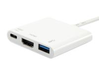 Equip 133461 usb type c to hdmi female/usb a female/pd adapter, 4k, pastic, 15cm, white - thumbnail