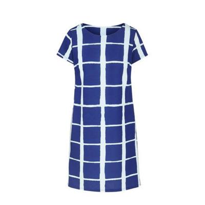 Cassis geruite A-lijn jurk blauw/wit Cassis geruite A-lijn jurk blauw/wit