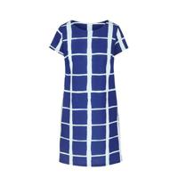 Cassis geruite A-lijn jurk blauw/wit - thumbnail