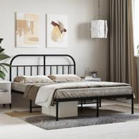 Bedframe met hoofdbord metaal zwart 135x190 cm - thumbnail