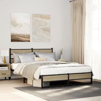 Bedframe zonder matras metaal sonoma eikenkleurig 140x200 cm Bedframe zonder matras metaal sonoma eikenkleurig 140x200 cm