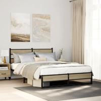 Bedframe zonder matras metaal sonoma eikenkleurig 140x200 cm - thumbnail