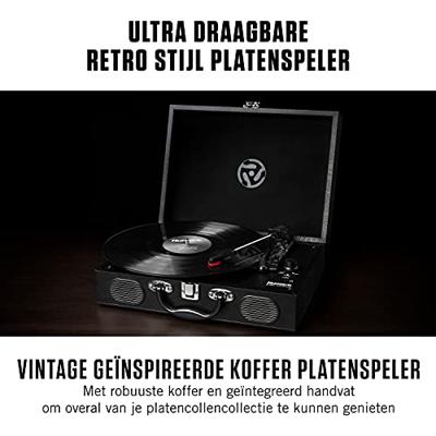 Numark PT01 Touring - Draagbare retro draaitafel/vinylplaat speler met ingebouwde luidsprekers, USB-aansluiting en ingebouwde oplaadbare batterij