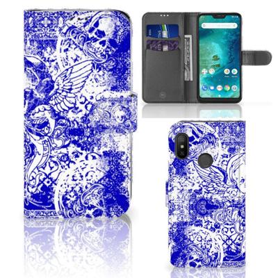 Telefoonhoesje met Naam Xiaomi Mi A2 Lite Angel Skull Blauw Telefoonhoesje met Naam Xiaomi Mi A2 Lite Angel Skull Blauw