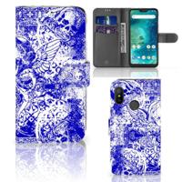 Telefoonhoesje met Naam Xiaomi Mi A2 Lite Angel Skull Blauw - thumbnail