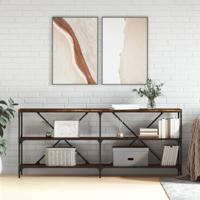 Wandtafel 180x30x75 cm bewerkt hout en ijzer gerookt eikenkleur - thumbnail