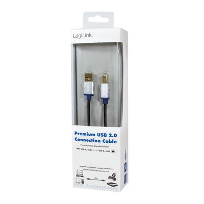 LogiLink BUAB220 USB-kabel USB 2.0 USB-A stekker, USB-B stekker 2.00 m Zwart