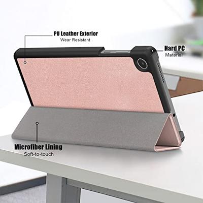 Lunso - Lenovo Tab M8 Gen 4 (8 inch) - Tri-Fold Bookcase hoes - Rose Goud Lunso - Lenovo Tab M8 Gen 4 (8 inch) - Tri-Fold Bookcase hoes - Rose Goud