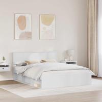 Bedframe met hoofdeinde Wit 160 x 200 cm Massief grenenhout - thumbnail